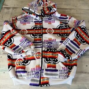 Genesis Heavy Weight Coat/Jacket Colorful Tribal Design Unisex Size Large EUC